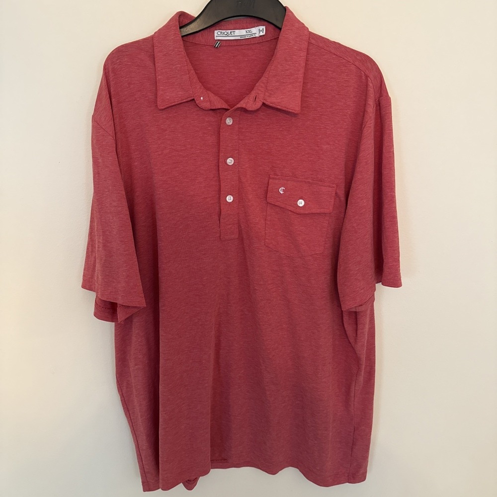 Criquet Polo Shirt Men Sz XXL Pink Cotton/Polyester/Modal Long Sleeve Logo Golf